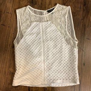 Topshop Lace and Perforated White Top